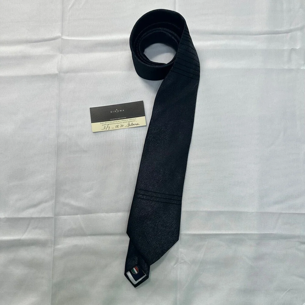 Diroma1980 Regina Collection Navy Textured Necktie Made in Italy Italian Flag